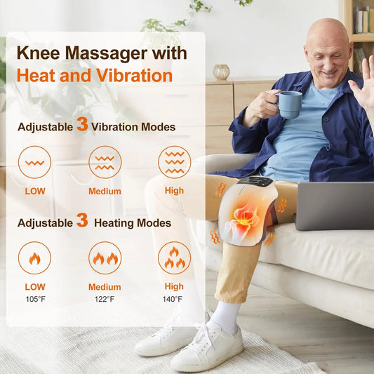 Cordless Heated Knee Massager – 3-in-1 Heat & Vibration Relief