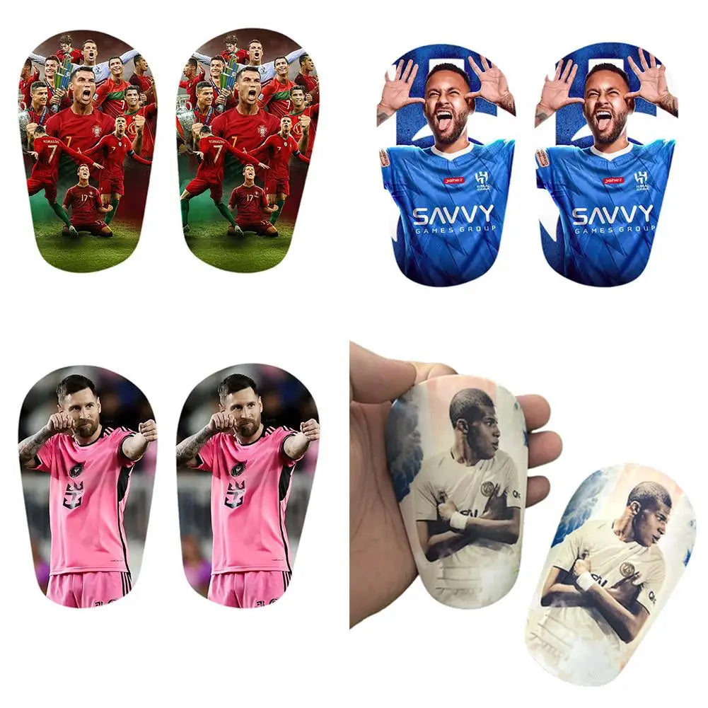 Mini ShinPads Featuring Messi, Neymar, Mbappé, and Ronaldo