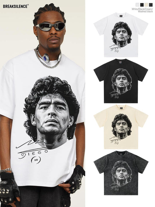 Maradona T-Shirt  Vintage Loose Cotton Half Sleeve